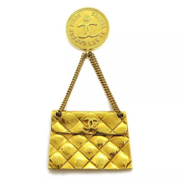 Chanel Bag Brooch Pin Gold 93P AK34149f - Picture 1 of 8